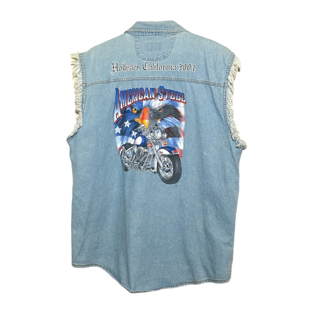 Biker design Authentic Vintage 2004 AmericanSteel sleeveless denim shirt